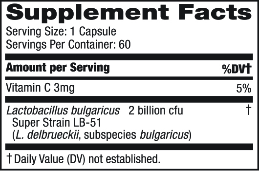 Bulgaricum Dairy Free - 60 caps Supplement Facts Bulgaricum Dairy Free - 60 caps Supplement Facts